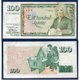 Islande P.50a, TB Billet de 100 kronur 1981 Arni Magnusson