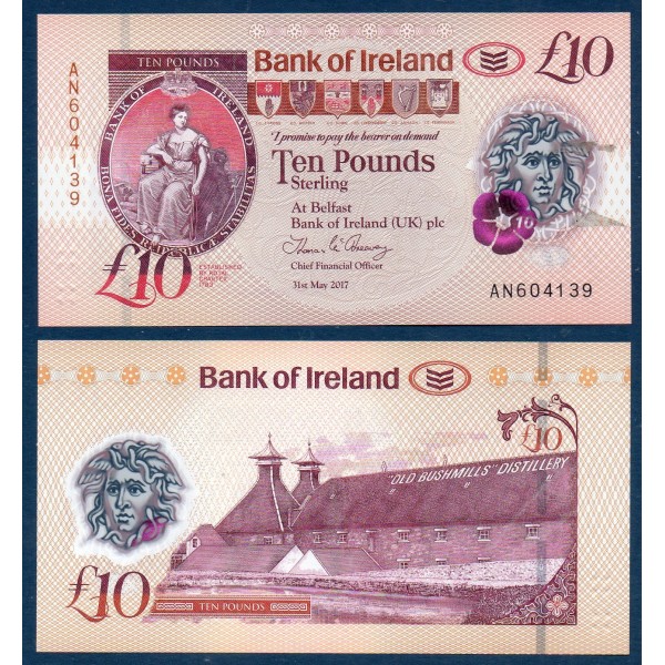 Irlande du nord P.91, Sup Billet de 10 pounds 2017 Hibernia