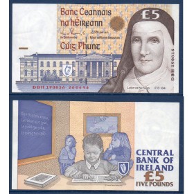 Irlande P.75a, TTB Billet de 5 livres 1994 Catherine McAuley