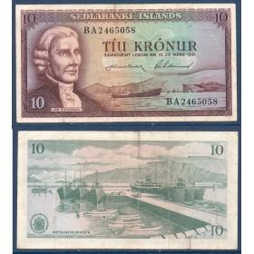 Islande Pick N°42, TB Billet de 10 kronur 1961 Jon Eiriksson