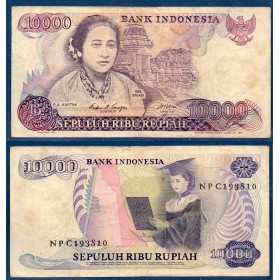 Indonésie P.126a, TB Billet de 10000 Rupiah 1986 Kartini