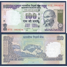Inde P.98z, neuf Billet de 100 Rupees 2011 Sans Plaque