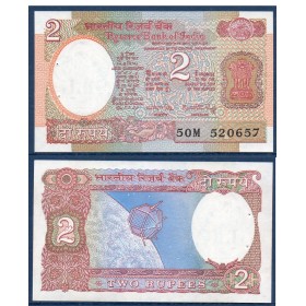 Inde P.79f, neuf Billet de 2 Ruppes 1975-1996 Plaque A