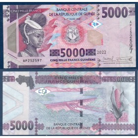 Guinée P.49d, TTB, Billet de 5000 Francs 2022 Maïs