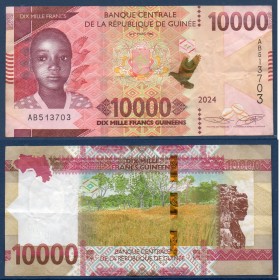 Guinée P.49Ad, TTB, Billet de 10000 Francs 2024 Dame de Mali
