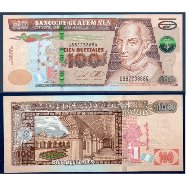 Guatemala P.126o, TTB Billet de 100 Quetzales 2023 Francisco Marroquín