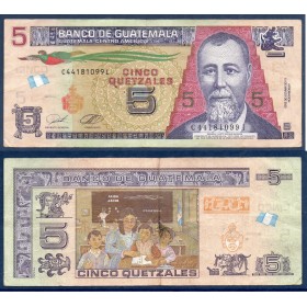 Guatemala P.122Ag, TTB Billet de 5 Quetzales 2022 Justo Rufino Barrios