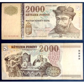 Hongrie P.198e, TB Billet de 2000 Forint 2010 Bethlen Gabor