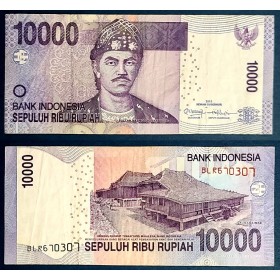 Indonésie P.150e, TB Billet de 10000 Rupiah 2013 Mahmud Badaruddun