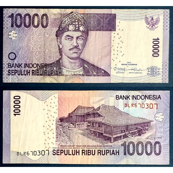 Indonésie P.150e, TB Billet de 10000 Rupiah 2013 Mahmud Badaruddun