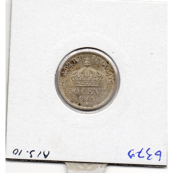50 centimes Napoléon III tête laurée 1865 A Paris Sup