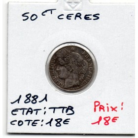 50 centimes Cérès 1881 A Paris TTB