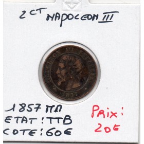2 centimes Napoléon III tête nue 1857 MA Marseille TTB