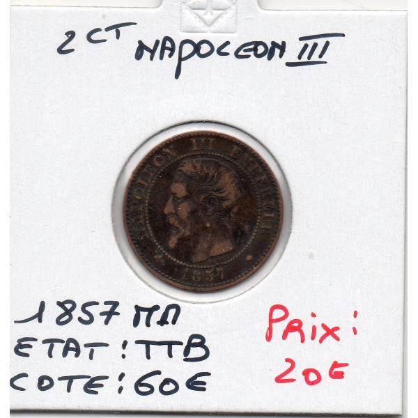2 centimes Napoléon III tête nue 1857 MA Marseille TTB