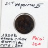 2 centimes Napoléon III tête nue 1857 grand D grand lion TTB-