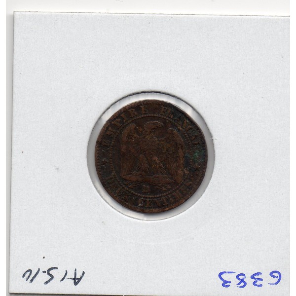 2 centimes Napoléon III tête nue 1857 grand D grand lion TTB-