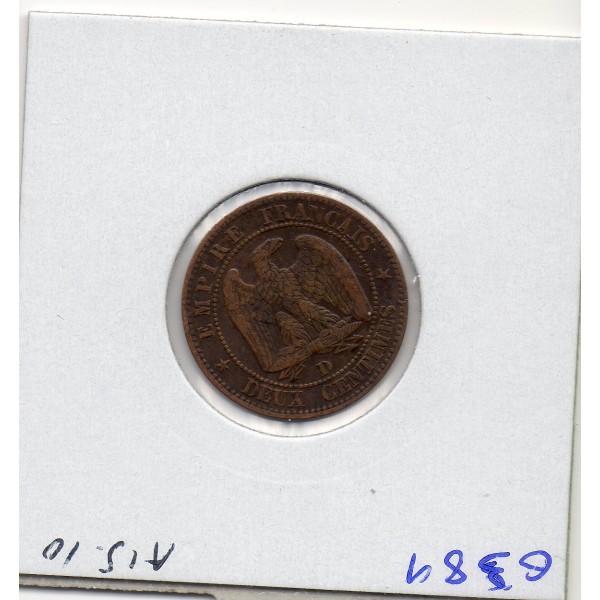 2 centimes Napoléon III tête nue 1857 grand D petit lion TTB