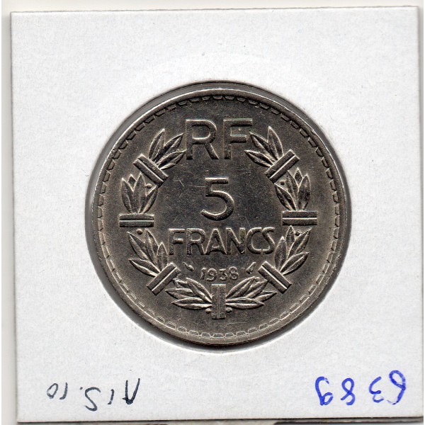 5 francs Lavrillier 1938 Sup