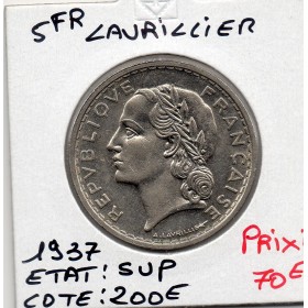 5 francs Lavrillier 1937 Sup