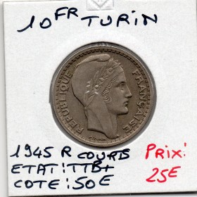 10 francs Turin 1945 rameaux court TTB+