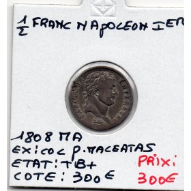 1/2 Franc Napoléon 1er 1808 MA Marseille TB+
