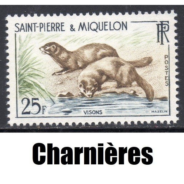 Timbre Saint Pierre et Miquelon 361 visons neuf* 1959