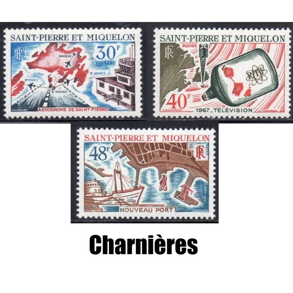 Timbre Saint Pierre et Miquelon 376-378 Aerodrome et Television neuf* 1967
