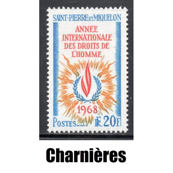 Timbre Saint Pierre et Miquelon 384 Année des droits de l'homme neuf* 1968
