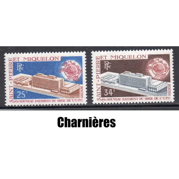 Timbre Saint Pierre et Miquelon 399-400 Batiment de l'UPU neuf* 1970