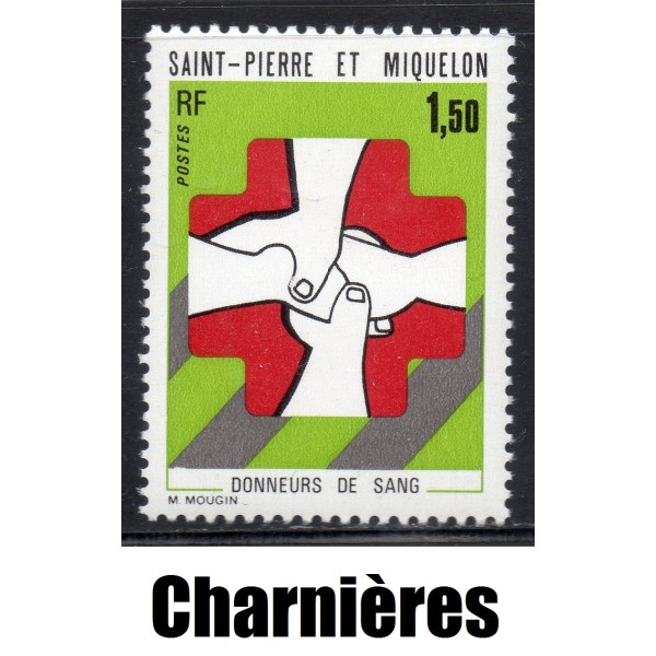 Timbre Saint Pierre et Miquelon 436 Donneurs de sang neuf* 1974
