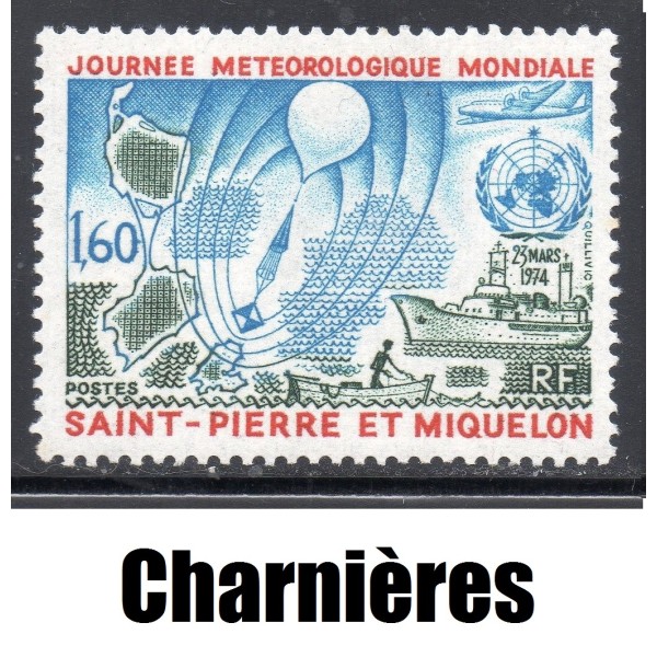 Timbre Saint Pierre et Miquelon 433 Journée de la météorologie neuf* 1974