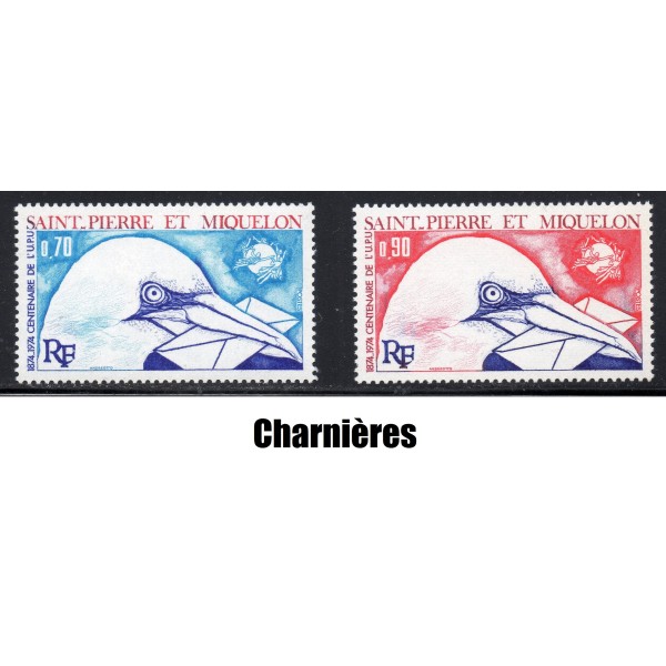 Timbre Saint Pierre et Miquelon 434-435 Centenaire de l'UPU neuf* 1974