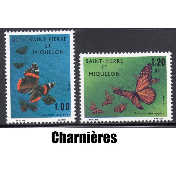 Timbre Saint Pierre et Miquelon 441-442 Papillons neuf* 1975