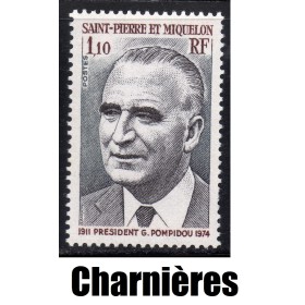Timbre Saint Pierre et Miquelon 448 Georges Pompidou neuf* 1976