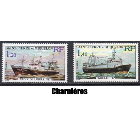 Timbre Saint Pierre et Miquelon 453-454 Bateaux de peche neuf* 1976