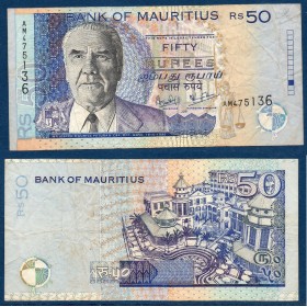 Maurice P.50b, TB Billet de 50 Rupees 2001 Joseph Maurice Paturau