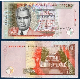 Maurice P.56h, neuf, Billet de 100 Rupees 2023 Rouge
