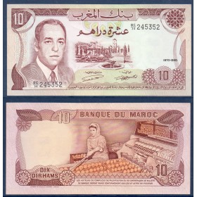Maroc P.57a, Sup Billet de 10 Dirhams 1970 Hassan II et Oranges