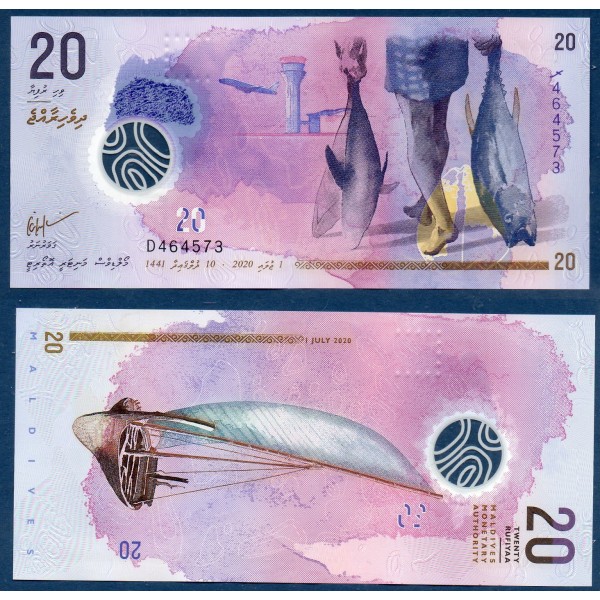 Maldives P.27b, TTB Billet de 20 rufiyaa 2015 Thonier