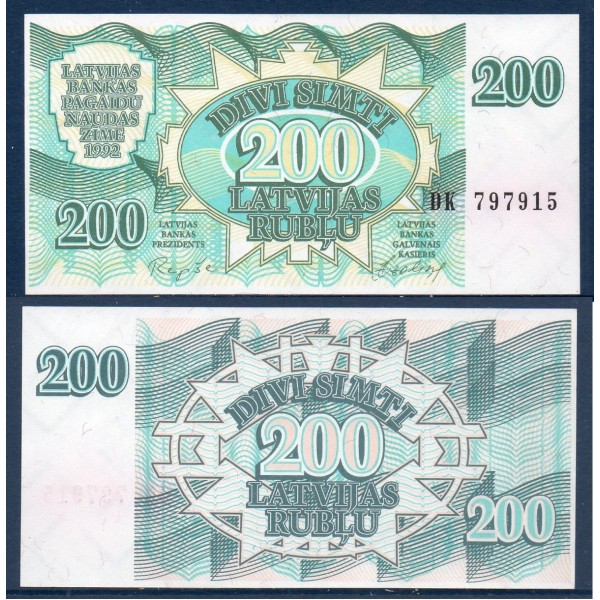 Lettonie P.41, neuf Billet de 200 Rublu 1992