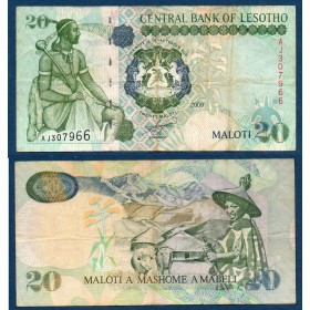 Lesotho P.16g, TB Billet de 20 Maloti 2009 Moshoeshoe I