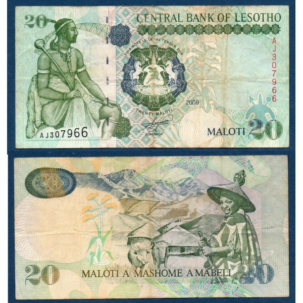 Lesotho P.16g, TB Billet de 20 Maloti 2009 Moshoeshoe I