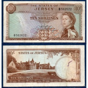Jersey P.7a, TB ecrit Billet de 10 shillings 1963 manoir St Ouen