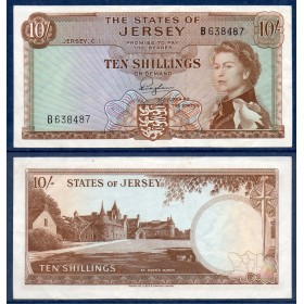 Jersey P.7a, TTB Billet de 10 shillings 1963 manoir St Ouen