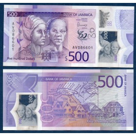 Jamaique P.98, TTB Billet de 500 dollars 2022 Samuel Sharpe et Nanny