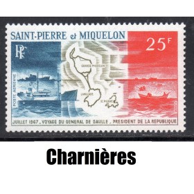 Timbre Saint Pierre poste aérienne 38 Voyage du général de Gaulle neuf* 1967