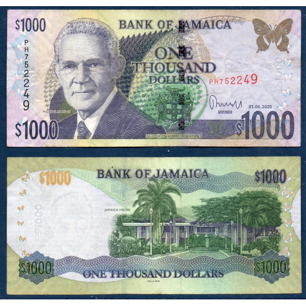 Jamaique P.86o, TTB Billet de 1000 dollars 2020 Michael Manley