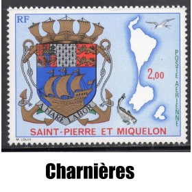 Timbre Saint Pierre poste aérienne 58 Armoiries neuf* 1974