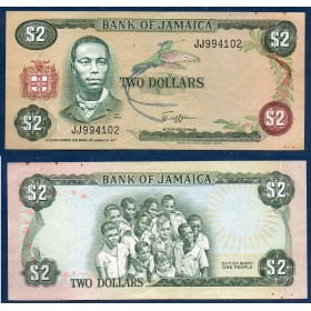 Jamaique P.65a, TTB Billet de 2 dollars 1982-1986 Paul Bogle