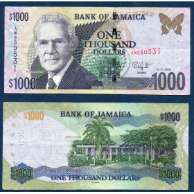 Jamaique P.86j, TTB Billet de 1000 dollars 2014 Michael Manley